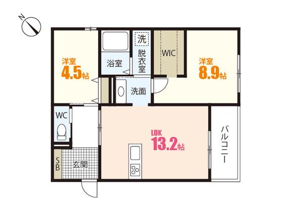 助実マンション(2LDK/3階)の間取り写真