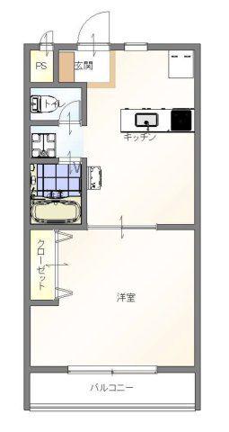 コーポF・K(1LDK/4階)の間取り写真
