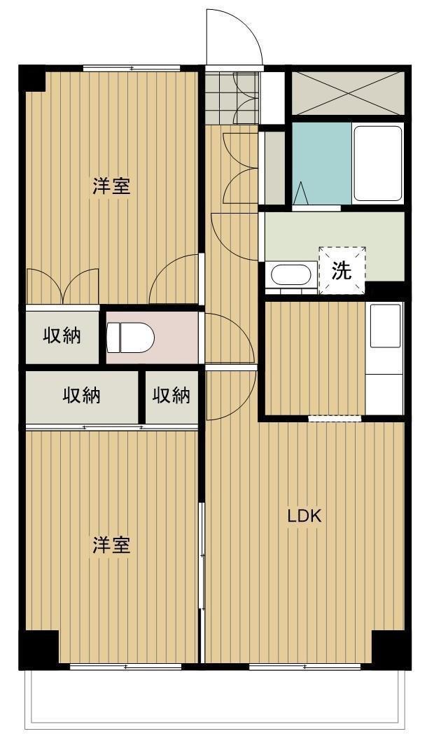 マンション扶双(2LDK/1階)の間取り写真
