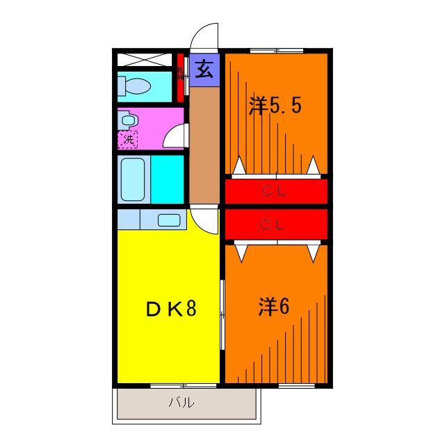MGプラザII(2DK/2階)の間取り写真