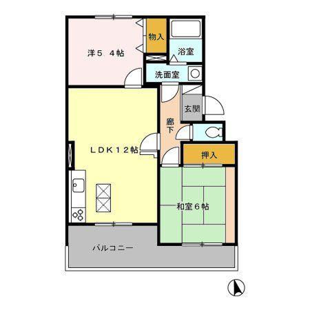 エスポワール東大和(2LDK/1階)の間取り写真