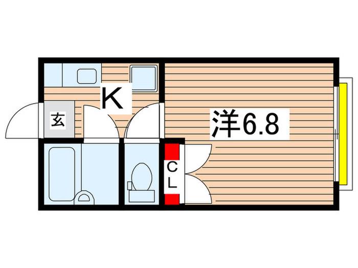 ヴィレッヂハピネス2(1K/2階)の間取り写真
