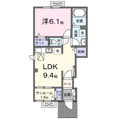 ネオ シャングリラ(1LDK/1階)の間取り写真