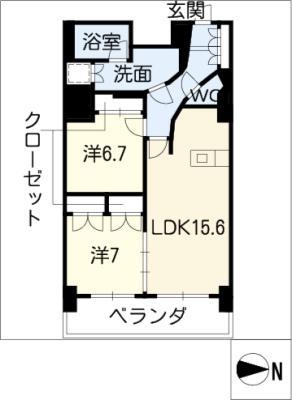 エルブ葵(2LDK/14階)の間取り写真