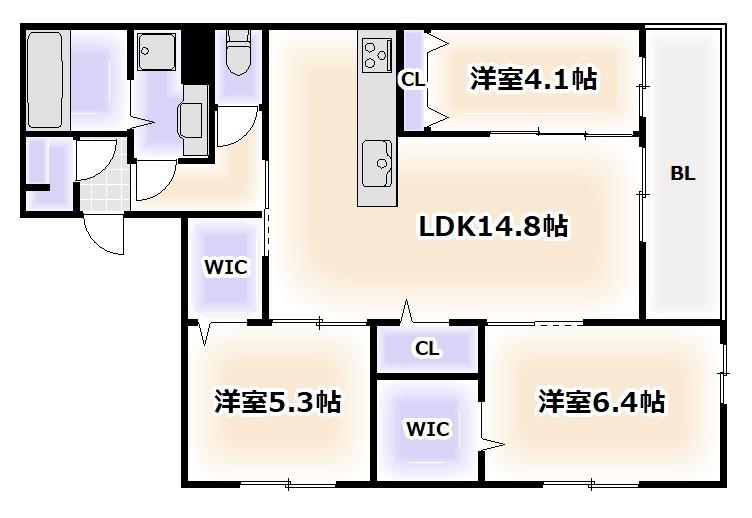 クラシスト北畠(3LDK/2階)の間取り写真