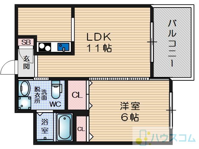 マーヴェラス箕面(1LDK/3階)の間取り写真