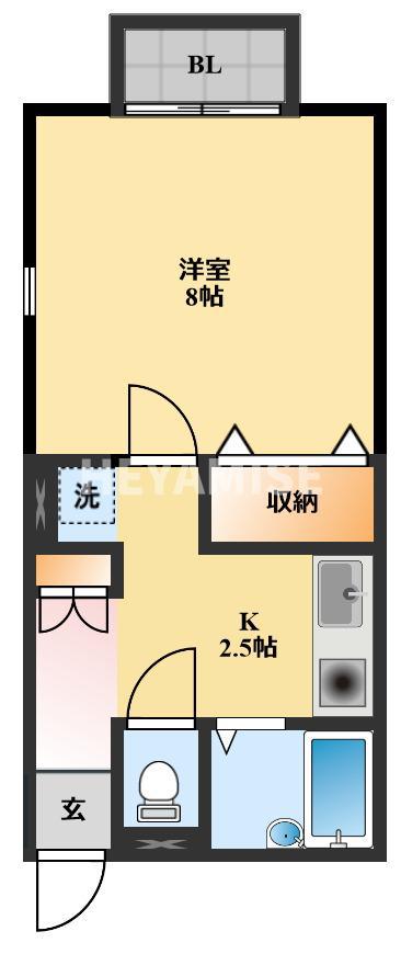 プレミール水主町A(1K/1階)の間取り写真