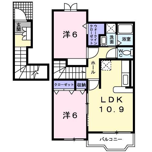ベルシュプ-ル A棟(2LDK/2階)の間取り写真