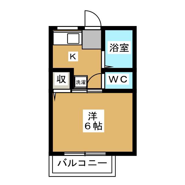グリーンピア都賀Ⅱ(1K/1階)の間取り写真