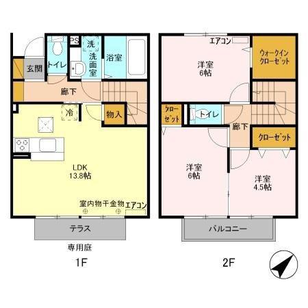 アルページュ B(3LDK/1階)の間取り写真