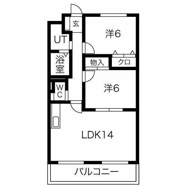 ハイツヤマオ(2LDK/1階)の間取り写真
