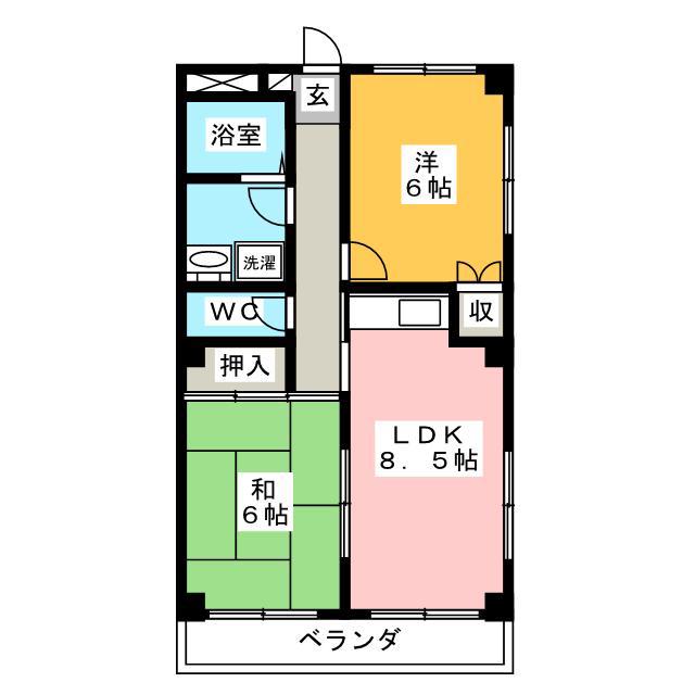 コム湘南(2DK/3階)の間取り写真