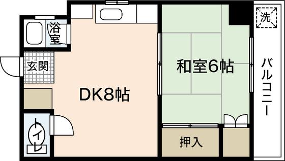 保田ビル(1DK/4階)の間取り写真