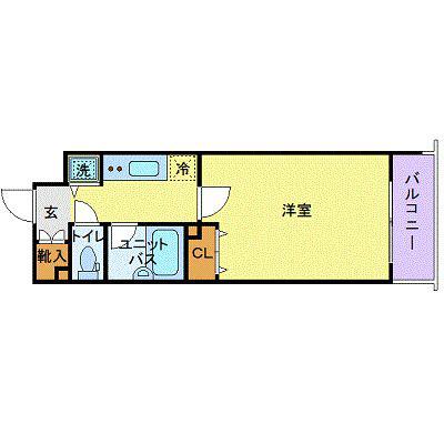 CITY SPIRE両国(1K/8階)の間取り写真