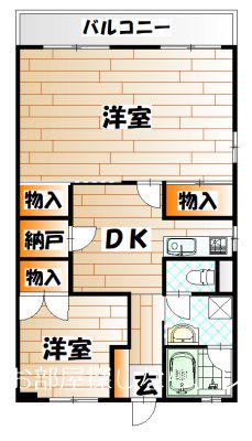 オアシス中井(2DK/4階)の間取り写真
