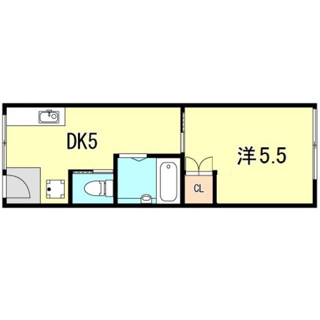 西原コーポ(1DK/2階)の間取り写真