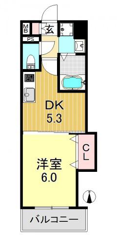 ブランエトワール(1DK/6階)の間取り写真