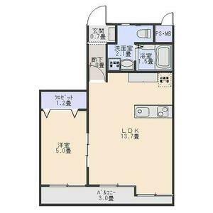 CASA ABITARE(1LDK/2階)の間取り写真