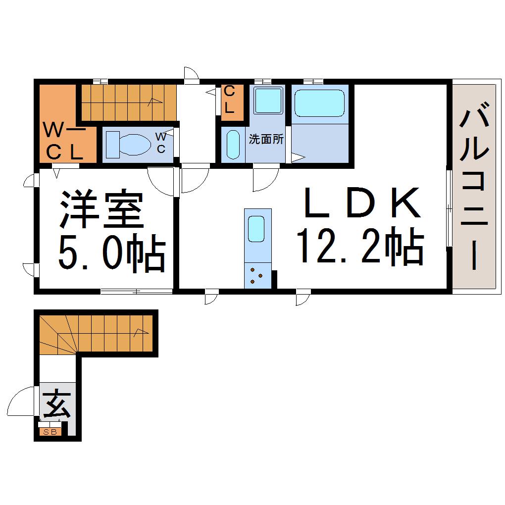 ディアコート(1LDK/2階)の間取り写真
