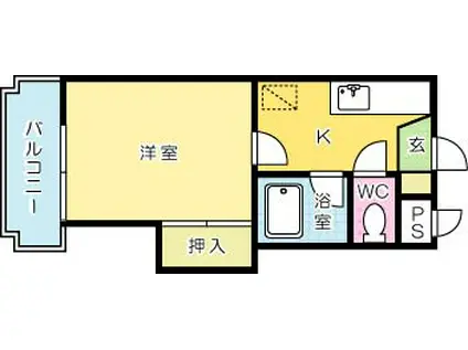 シャトレ片野III(1K/3階)の間取り写真