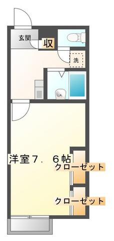ジェニュイン(1K/2階)の間取り写真