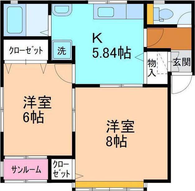 レティーロ(2K/1階)の間取り写真
