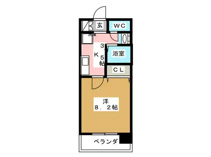 ツインタワー浦安(1K/9階)の間取り写真