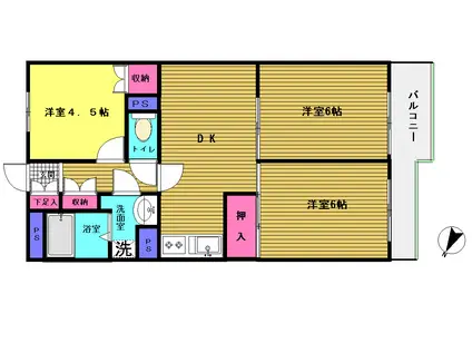 リーンハーベスト(3DK/3階)の間取り写真