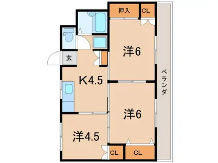 シエナ福島(3K/4階)の間取り写真