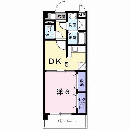 アニバーサリー(1DK/3階)の間取り写真