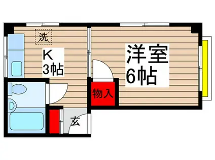 ハイツ本八幡(1K/4階)の間取り写真