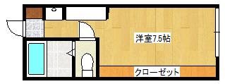 イリス堀越(ワンルーム/1階)の間取り写真