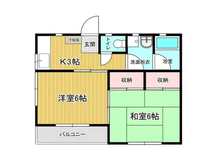 清雲荘(2K/2階)の間取り写真