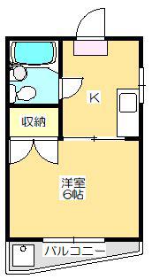 コート藤塚II(1K/4階)の間取り写真