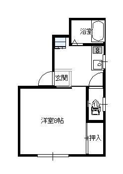 レジデンスコスモ2(1K/2階)の間取り写真