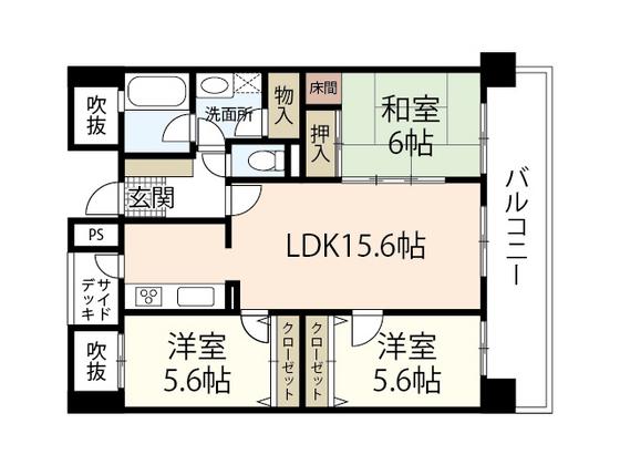 トレゾア西原(3LDK/3階)の間取り写真