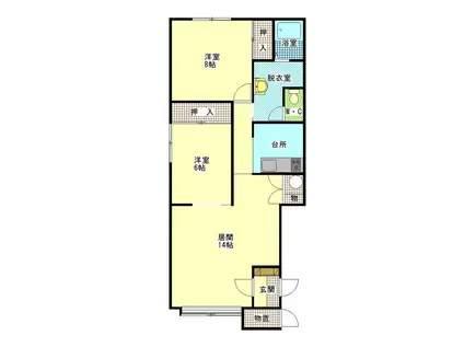 アクアマリンF(2LDK/2階)の間取り写真