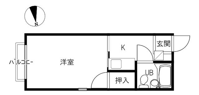 ユートピア憩(1K/1階)の間取り写真