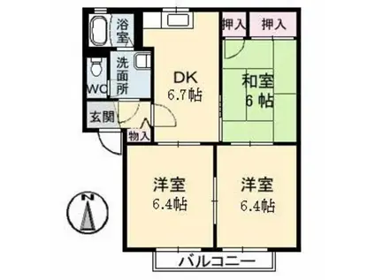 ロイヤル・オークス(3DK/2階)の間取り写真