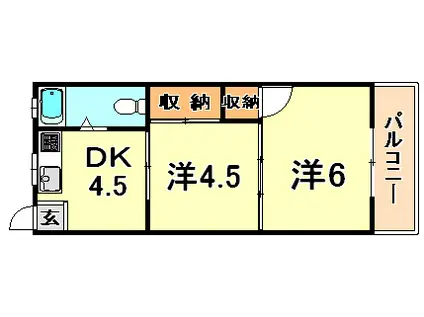 天神アパート(2DK/1階)の間取り写真