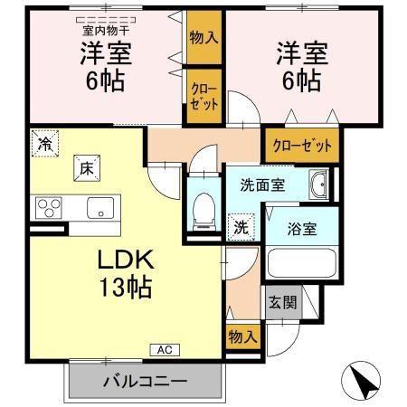 メゾン・エントピアIII(2LDK/1階)の間取り写真