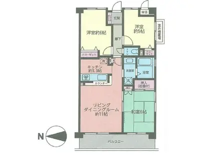 ウインベルコーラス古淵(3LDK/3階)の間取り写真