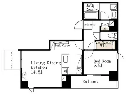デュオフラッツ上野松が谷(1LDK/11階)の間取り写真