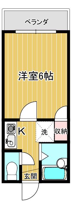 ウイングハイツ小山(1K/3階)の間取り写真