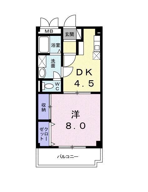 グランパス21(1DK/4階)の間取り写真