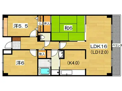 PHOENIX COURT交野I 北棟(3LDK/6階)の間取り写真