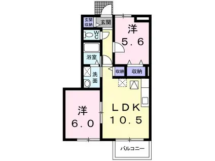 プラーノ杜(2LDK/1階)の間取り写真