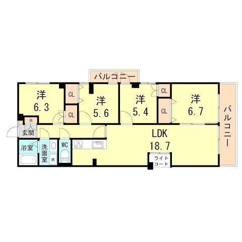 イトーピア甲陽園(4LDK/7階)の間取り写真