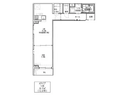 メゾンドビューラシーヌIII(1LDK/3階)の間取り写真