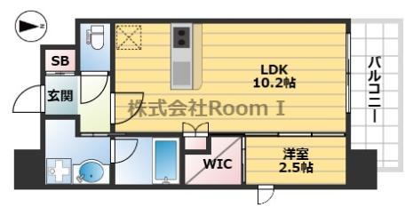 セレニテフラン谷町四丁目(1LDK/13階)の間取り写真